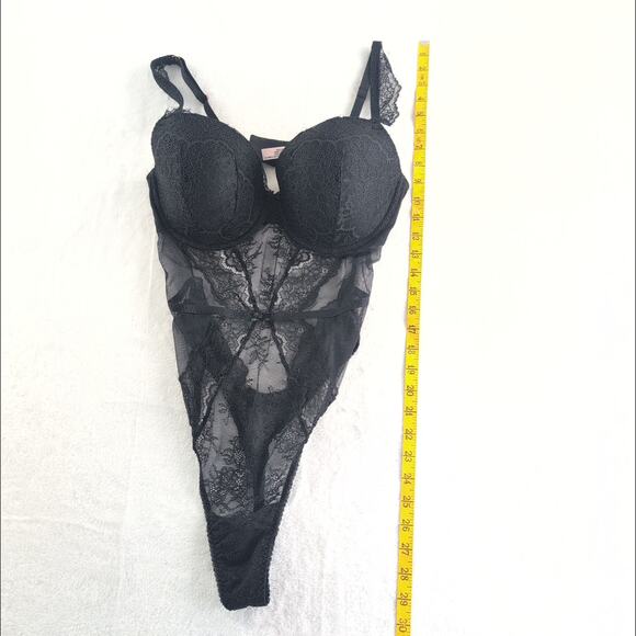 Victoria's Secret One Piece Teddy Black Lace Lingerie Wired Padded Women's XL - Picture 9 of 9